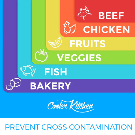 Bamboo Cutting Board Set - Easy-to-Clean Wood Cutting Board Set with 6 Color-Coded Flexible Plastic Cutting Boards with Food Icons - Wooden Cutting Boards For Kitchen - Wooden Chopping Board Set Cooler Kitchen