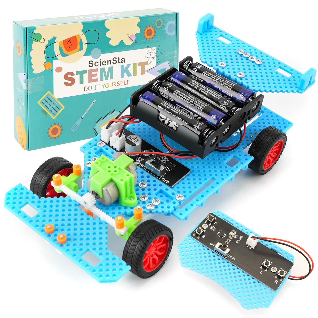 ScienSta STEM Kits for Kids Age 10-12, Building Remote Control Car, Model Car Kits, Gifts for Boys 10-16, 3D Puzzles Science Educational Crafts, Toys for 10 11 12 13 14 Year Old Boys and Girls ScienSta