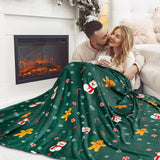 PAVILIA Christmas Gingerbread Throw Blanket | Green Holiday Christmas Fleece Blanket | Soft, Plush, Warm Winter Cabin Throw, 50x60 (Green Gingerbread) PAVILIA