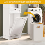 DWVO Tilt Out Laundry Hamper, Laundry Hamper Cabinet with Shelf Hidden Laundry Hamper, Bathroom Hamper with Storage with Removable Laundry Basket and Drawer, White DWVO