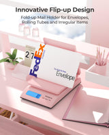 MUNBYN Shipping Scale, Accurate 66lb/0.1oz Postal Scale with Sweet Pink Style, Hold/Tear/PCS Function, Auto-Off, Battery & AC Adapter, Back-Lit LCD Display, Digital Scale for Packages and Food Pink MUNBYN