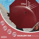Tempera 10ft Patio Market Outdoor Table Umbrella with Auto Tilt and Crank,Large Sun Umbrella with Sturdy Pole&Fade resistant canopy,Easy to set,Chili Tempera