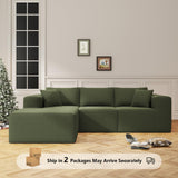 108" Cloud Sectional Couch with L-Shape Chaise,4 Seat Modern Modular Sofa with Deep Seat, Upholstered Couches for Living Room Bedroom, Sectional Boneless Couch (Green, 108"+Left Facing Chaise) SYFERLORY