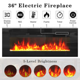 Hlivelood 70" tv Stand w/ 36" Fireplace Up to 80" TVs,High Gloss LED Fireplace TV Stand Entertainment Center for 70/75+/80 inch TV, Modern Media TV Console Cabinet for Living Room,Black Hlivelood