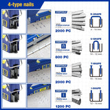 Evertools Heavy Duty 4-in-1 Staple Gun Kit, 6000pcs Staplers Manual Brad Nailer with 2800 Staples and 3200 Pin Brad Nails, for Upholstery, Material Repair, Decoration, Doors Carpentry & Home DIY Evertools