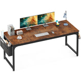 ODK Computer Desk Large Office Desk, 63 Inch Gaming Desk with Storage, Modern PC Desk Work Table with Headphone Hook for Home Office, Splice Board, Rustic Brown ODK