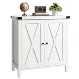 GarveeHome Farmhouse Sideboard Buffet Cabinet, Small Storage Cabinet with 2 Doors and Adjustable Shelves, Accent Entryway Console Cupboard for Living Room, Dining Room, White GarveeHome