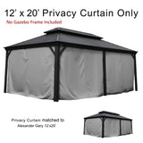 Kozyard Gazebo Privacy Curtain Outdoor Waterproof Sidewall for Hardtop Gazebo, OEM Replacement for Patio Gazebo Curtains for Alexander, Caesar, Rosana and Apollo Model(12ft x 18ft, Gray) Kozyard