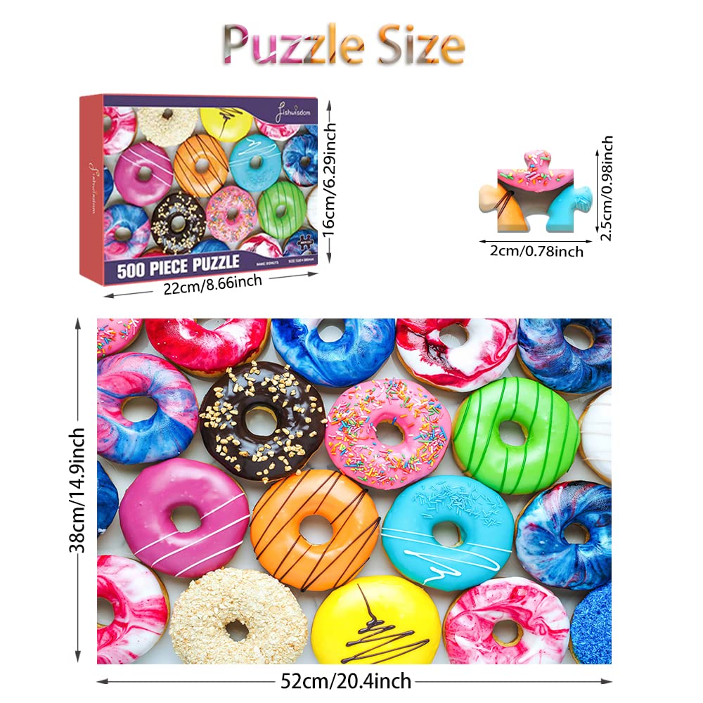 500 Pieces Jigsaw Puzzles Donuts for Adults and Teens and Kids Family Happy Gift Idea New