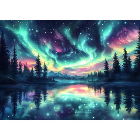 Lxmsja Northern Lights Diamond Art Kits for Adults, Aurora Diamond Painting Kits for Beginners, 5D DIY Full Drill Gem Art Crafts for Adults, Home Wall Decor 16x12 inch Lxmsja