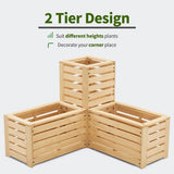 MCombo 2 Tier Corner Raised Garden Bed, Outdoor Wooden Planter Box Elevated Garden Bed with Liners for Vegetables, Herbs, and Flowers, 0315 MCombo