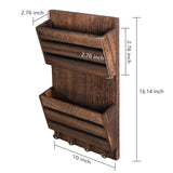 MOOACE Mail Organizer Wall Mount with Key Hooks, 2-Slot Wood Mail and Key Holder for Wall Organizers, File Letter Folder Home Office Accessories Organizer Farmhouse Decor MOOACE