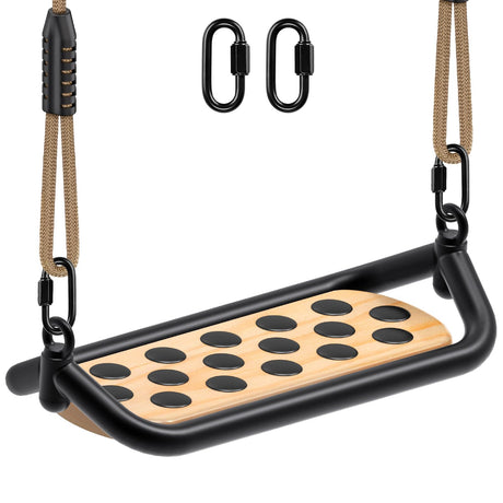 Dolibest Wooden Swing Seat, Outdoor Tree Swings for Adults and Kids, Comfortable and Non-Slip Swing Seat, Heavy Duty Steel Tubing Structure with Adjustable Rope, 58-80 inch, 500 LB Capacity Dolibest