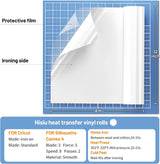Hisiu White HTV Heat Transfer Vinyl,12" x8ft White Iron on Vinyl for T Shirts, Glossy White HTV Vinyl Roll for Cricut and All Cutting Machine, Stretch Vinyl Easy to Cut and Transfer DIY Design Hisiu