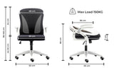 Tervo Model S | Folding Office Chair for Small Spaces | Gaming Chair for Adults & Kids | Ergonomic Mesh Computer Chair for Bedroom | Desk Chair for Home Work | (White & Black) Tervo