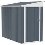 Outsunny 4' x 8' Metal Outdoor Storage Shed, Lean to Storage Shed, Garden Tool Storage House with Lockable Door and 2 Air Vents for Backyard, Patio, Lawn, Dark Gray Outsunny
