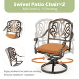 [Hi-End]9-Piece Outdoor Dining Set All Aluminum Patio Table and Chairs Set with 2 Swivel Chair & 6 Patio Chair Outdoor Dining Table Set for 8 Include 86.6’’ Rectangular Patio Table with Umbrella Hole RICHRYCE