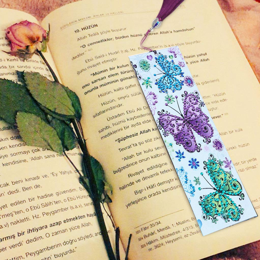 Bskifnn 2Pack Diamond and Painting Bookmarks DIY Bookmarks with Tassel Great Gifts for Christmas, Thanksgiving, New Year, Birthday Bskifnn