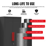 Torin 6 Piece Garage Cabinets Storage System: Includes Steel Cabinets, Drawers, Rolling Chest and Pegboard, Garage Workbench with Storage - Perfect for Organizing Garage and Tools, Black Torin