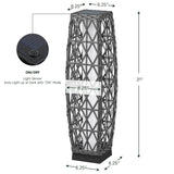 Grand patio Outdoor Solar Powered Wicker Floor Lamp Outdoor Weather-Resistant Deck Light for Garden Porch - Silver Gray, Large Cindy Grand patio