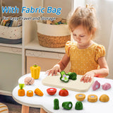 Cutting Vegetable Set - Wooden Play Food Kitchen Accessory, Multi - Pretend Play Accessories, Wooden Cutting Fruit Toys for Toddlers and Kids Ages 3+ umu