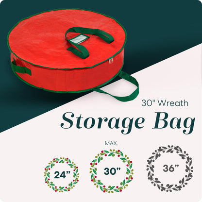 Handy Laundry, Christmas Wreath Storage Bag - Durable, Tarp Material, Zipper, Sturdy Carry Handles, Pest Protection - Ideal Home, Garage Organization for Seasonal Holiday Wreath Decorations. (30")