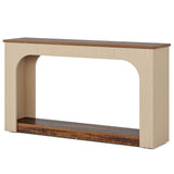 Tribesigns 55-Inch Console Table with LED Lights, Farmhouse 2-Tier Narrow Sofa Table with Storage, Wood Foyer Entryway Behind Couch Table for Living Room, Hallway, Entrance, Rustic Brown & Light Oak Tribesigns