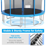 PayLessHere Trampoline 8FT 10FT 12FT 14FT Trampoline with Enclosure ASTM Approved-Combo Bounce Exercise Trampoline PVC Spring Cover Padding for Kids and Adults (Blue, 14FT) PayLessHere