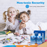 GHHKUD Jigsaw Puzzle Glue,300ML Puzzle Glue Clear with Applicator Brushes for Puzzle Paper Wood, Replace Puzzle Saver Sealer for Over Thousands Pieces of Puzzle Glue Sheets Accessories Tools (Blue) GHHKUD