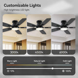 SUNMORY 42" Ceiling Fans with Lights and Remote/APP Control, Low Profile Ceiling Fan with Light, Reversible, Quiet 6 Speeds, Stepless Dimmable, Flush Mount Ceiling fan for Bedroom Indoor/Outdoor Use SUNMORY