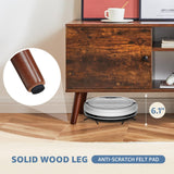 DUMOS TV Stand for 55 60 inch TV, Entertainment Center with Storage Cabinet, Mid Century Modern Media Console Table, Adjustable Hinge, Wooden Television Furniture for Living Room, Office - Brown DUMOS