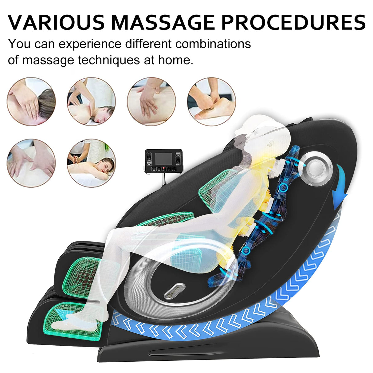BILITOK Massage Chair with Zero Gravity, Full Body Massage Chair Recliner with Airbags, Heating, Bluetooth Speaker, Foot Roller, Touch Screen, Gold BILITOK