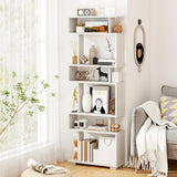 Tangkula 6-Tier S Shaped Bookcase, 64" Tall Modern Geometric Bookshelf with Anti-Tipping Kit, Home Office Freestanding Decorative Storage Display Shelf Room Divider for Living Room Study (2, White) Tangkula