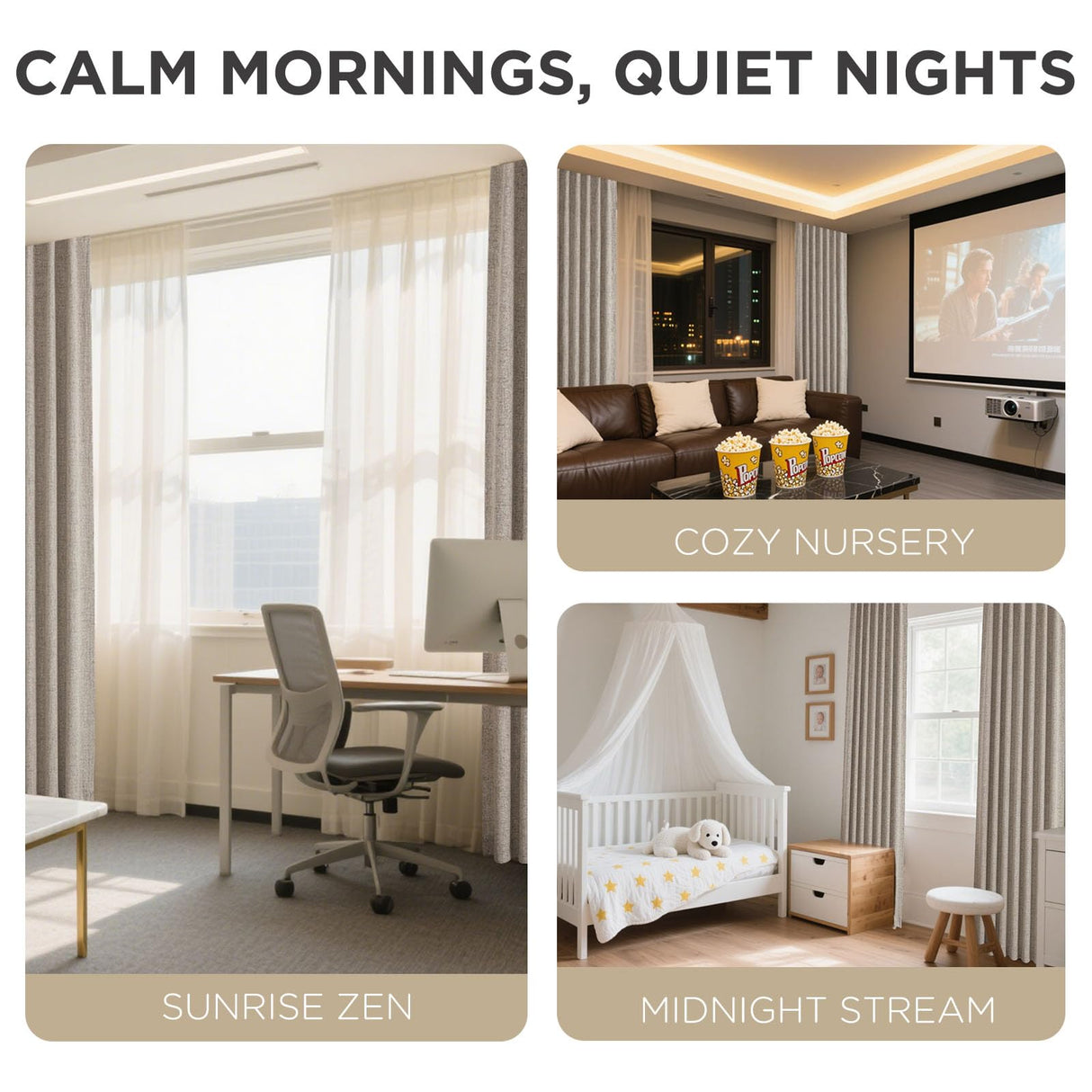 Joydeco Blackout Curtains for Bedroom - Natural Linen Curtains 84 inch Long, Thermal Insulated 100% Blackout 2 Panels Light Blocking Drapes, Rod Pocket & Back Tabs, Darkening Privacy for Living Room Joydeco