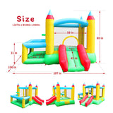 WELLFUNTIME Inflatable Bounce House with Slide, 107x106x80 Inch, Jumping Castle with Blower and Ball Pool, Basketball Game WELLFUNTIME