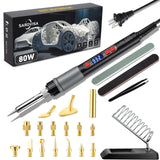 21-in-1 3D Printer Smoothing Tool Kit, 80W LCD Digital Adjustable Temperature Soldering Welding Iron Kit with Insert Brass Heatset Nuts & Soldering Tips, Fast Heating 3D Printing Modify Finishing Tool SARDVISA