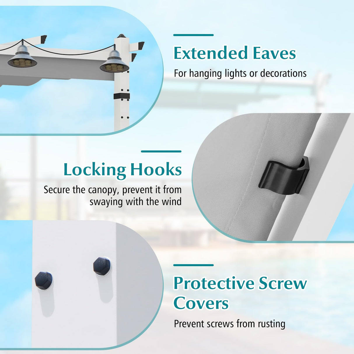 Tangkula 10x12Ft Aluminum Pergola, Patio Pergola with Retractable Sun Shade Canopy, Extra Large Patio Shelter Pavilion, Outdoor Pergola for Deck, Porch, Garden, Yard (Grey) Tangkula