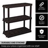 Koolatron Oskar 3 Tier Plastic Shelf, Garage Shelving Unit, Rack and Storage Shelves - Ideal for Storage Shed, and Shelf Organizer - Perfect for Garage Storage and Shelving Solutions,Black Koolatron