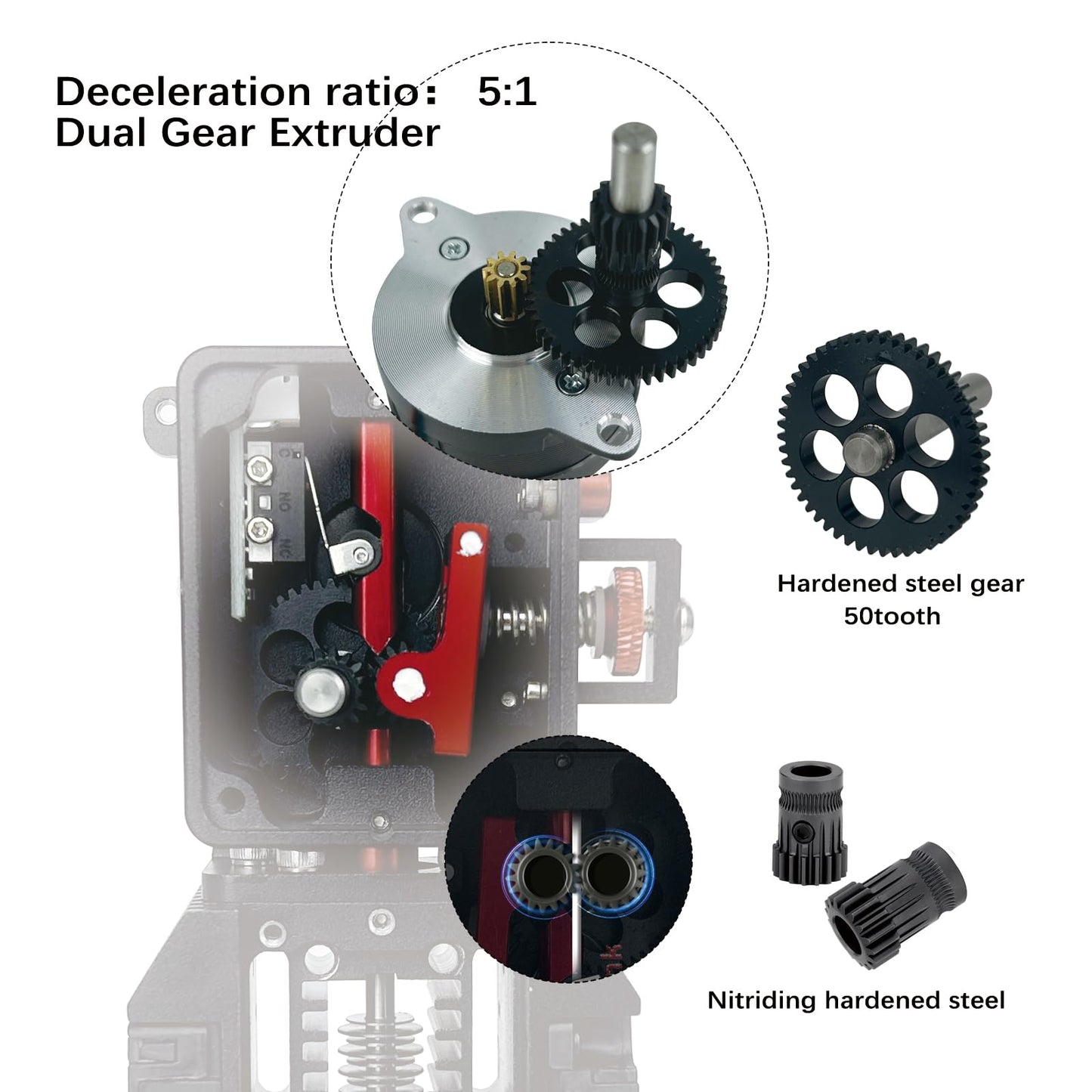 ChowThink Armour V2.0 Direct Drive Extruder with All Metal Structure and Hardened Steel Gear,Dual Gear, Ceramic Heating Block,DLC Nano Coated Bimetal Heatbreak for Ender3,Ender3 V2,Ender3 pro - WoodArtSupply