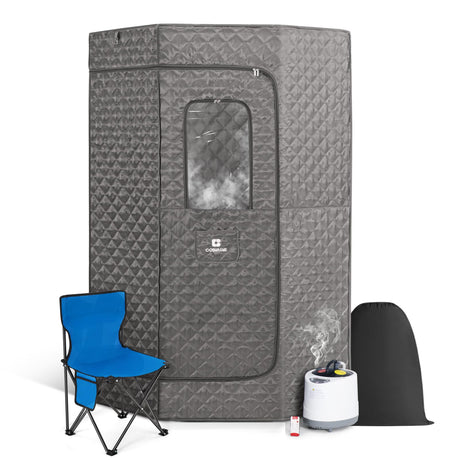 COSVALVE Full Size Portable Sauna,Pentagon Sauna Tent, Sauna Box, Personal Indoor Steam Sauna Room for Relaxation, at Home Sauna Spa w/4L 1600W Steam Generator, Remote Control, Timer, Folding Chair COSVALVE