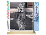 Figured'Art Paint by Numbers for Adults Kitten Reflective Tiger 16"x20" - Craft Art Painting Rolled Canvas with DIY Wooden Frame Figured'Art