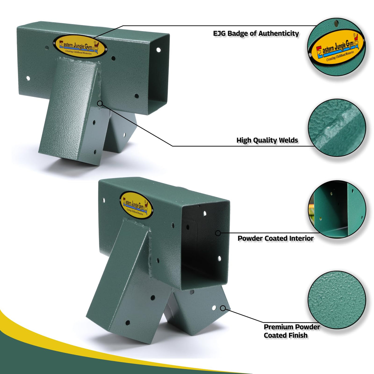 Easy 1-2-3 90° A-Frame Swing Set Bracket Heavy Duty for Ez, Simple Install - DIY Swing Set Parts Eastern Jungle Gym