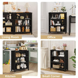 BON AUGURE Small Bookcase, 3 Tier Black Book Shelf, Farmhouse Wooden Bookshelf, Short Storage Book Cases for Small Space, Bedroom, Office, Living Room (Black Oak) BON AUGURE