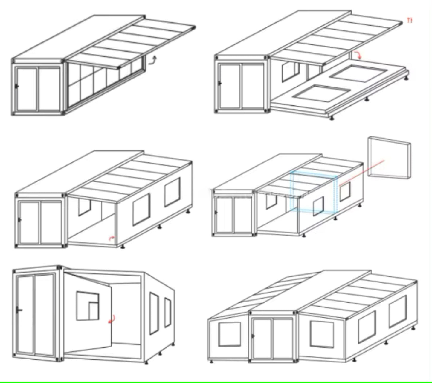 Tiny Expandable Prefab House to Live in 1 Bathroom, 3 Bedrooms & 1 Kitchen- Foldable House, Container Home, Portable House, Tiny House for Small Family, Modular Guest House – 20FT