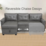 Naomi Home Transform Any Space: Sleeper Sectional Sofa with Convertible Sofa Bed & Inviting Chaise. Find Tranquil Comfort with Stress-Relieving Design & Durable Cushions - Gray/Air Leather Naomi Home