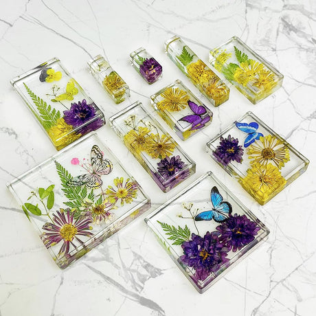 RESINWORLD Upgraded 10 Sizes Epoxy Resin Molds Silicone Kit, Square Rectangle Silicone Molds for Resin, Soap, Candles, Specimen, Dried Flower ResinWorld