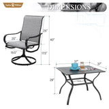 Sophia & William Outdoor Dining Set Patio Dining Set for 4 Outdoor Table and Chairs 5 Pieces with Swivel Patio Chairs 37"x 37" Metal Table for Garden Pool All Weather Grey Sophia & William