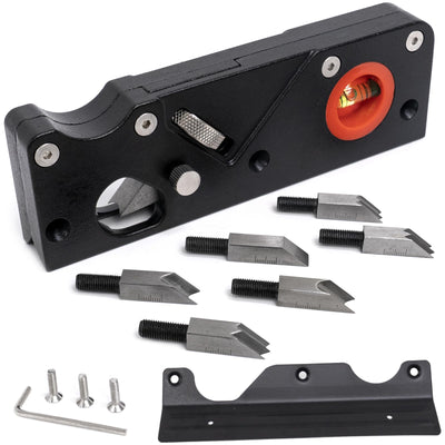 ZiBeiLe Chamfer Plane, Handheld Planers with Auxiliary Locator and 7 Blades, Woodworking Hand Planer Suitable for Quick Edge Trimming of Wood, Black, ZBD-0BA-QQK764