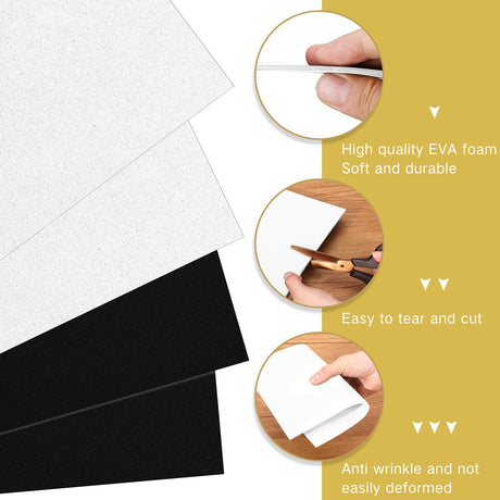 Innconee 30 Pcs Embroidery Puffy Foam 6 x 9 Inch 3mm EVA Foam Sheets for 3D Embroidery Crafts and Arts, Hand Sewing, DIY Projects, Cosplay Costumes, Quilting, Hats, Pillows, Bags (Black,White) Innconee