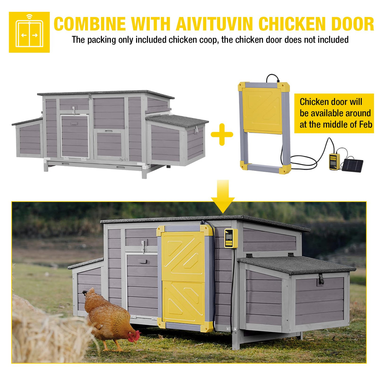 Aivituvin Chicken Coop 67.3" Large Duck House with 4 Nesting Boxes for 2-4 Chickens Outdoor Hen House Chicken Cage Aivituvin